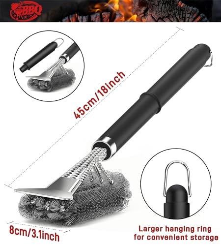 Stainless Steel BBQ Grill Brush & Scraper with Long Handle – product image 4