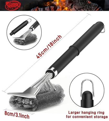 Stainless Steel BBQ Grill Brush & Scraper with Long Handle – product image 4