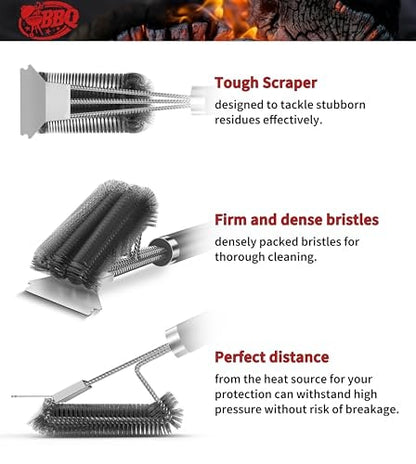Stainless Steel BBQ Grill Brush & Scraper with Long Handle – product image 6