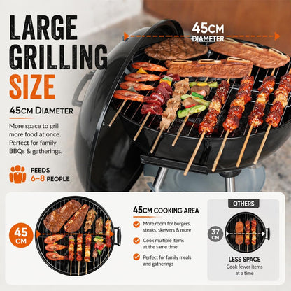 House of Home Tall Kettle Charcoal BBQ – 75cm Cooking Height – product image 5