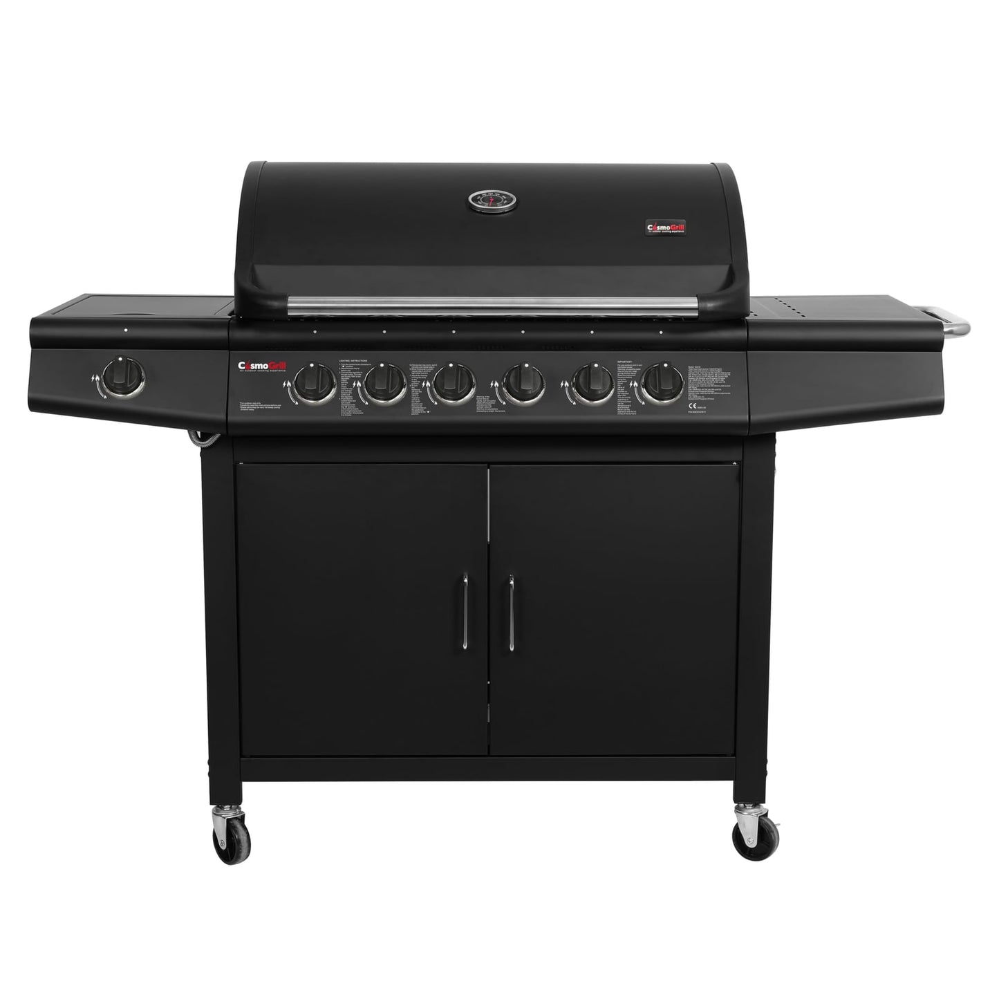 CosmoGrill Pro Deluxe 6+1 Burner Gas BBQ – Black – product image 1