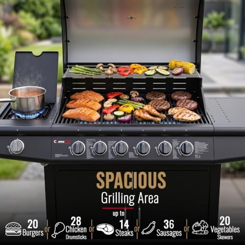 CosmoGrill Pro Deluxe 6+1 Burner Gas BBQ – Black – product image 4