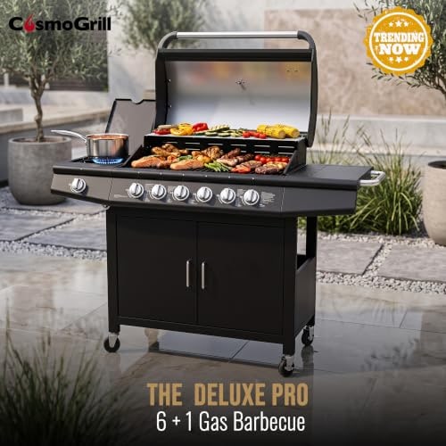 CosmoGrill Pro Deluxe 6+1 Burner Gas BBQ – Black – product image 6