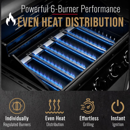 CosmoGrill Pro Deluxe 6+1 Burner Gas BBQ – Black – product image 9