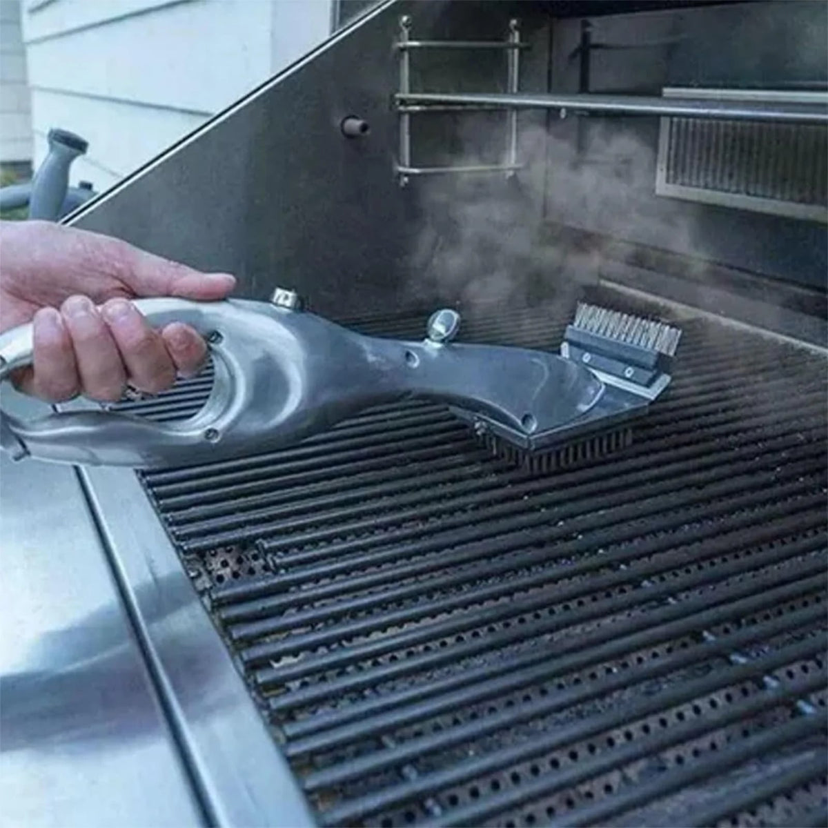 BBQ Grill Cleaning Brush with Steam Function, Stainless Steel, 35cm