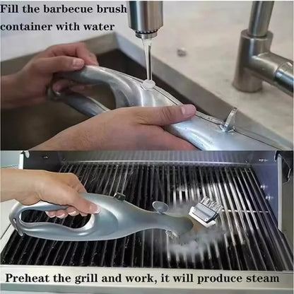 BBQ Grill Cleaning Brush with Steam Function, Stainless Steel, 35cm