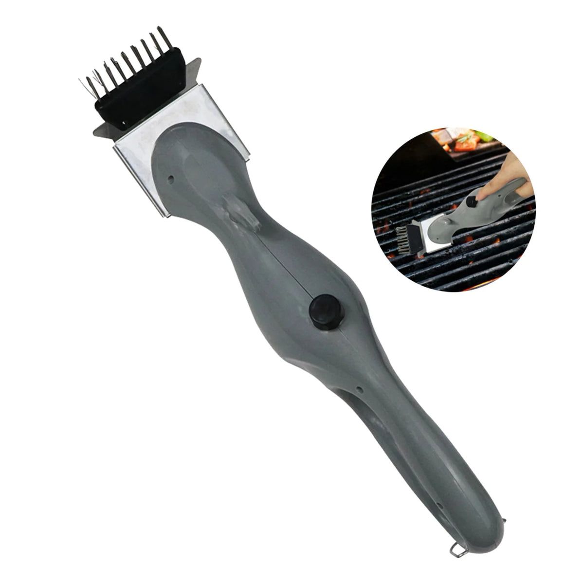 BBQ Grill Cleaning Brush with Steam Function, Stainless Steel, 35cm, Red