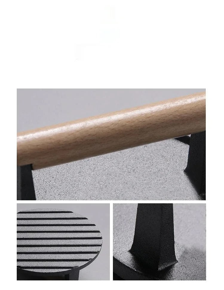 Round Cast-Iron BBQ Steak Press with Wooden Handle, 17.4cm
