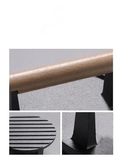 Round Cast-Iron BBQ Steak Press with Wooden Handle, 17.4cm