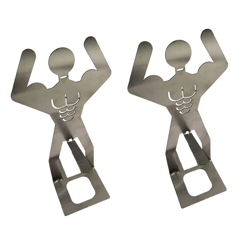 304 Stainless Steel Muscle-Man Sausage Grill Holder for BBQs and Camping - 2PCS A