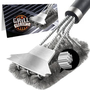 18-Inch Stainless Steel BBQ Grill Cleaning Brush with Scraper