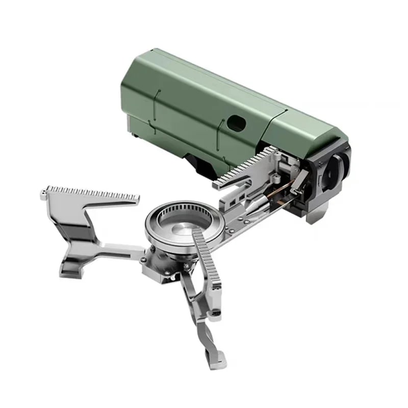 Portable Folding Butane Gas Stove 2600W with Electronic Ignition - Green