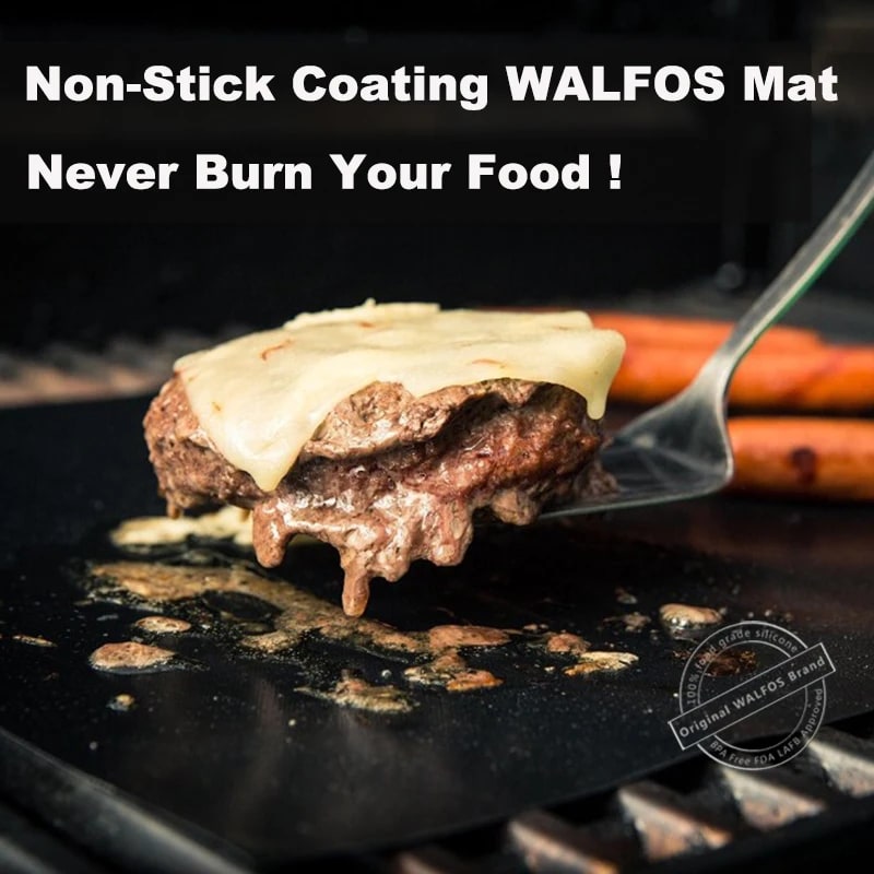 WALFOS PTFE Grill Mat 40 x 33cm Non-Stick Reusable, 230°C