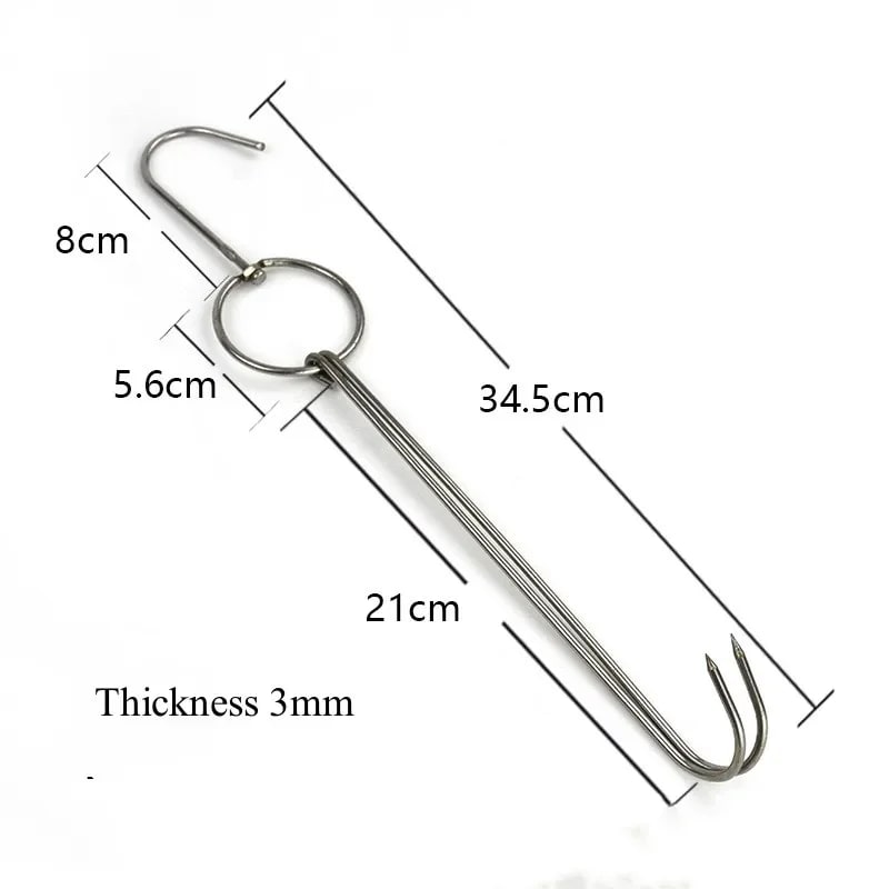 Stainless Steel Double Meat Hook for Poultry, Duck, Bacon and Smoking, 6 Sizes - 3x33