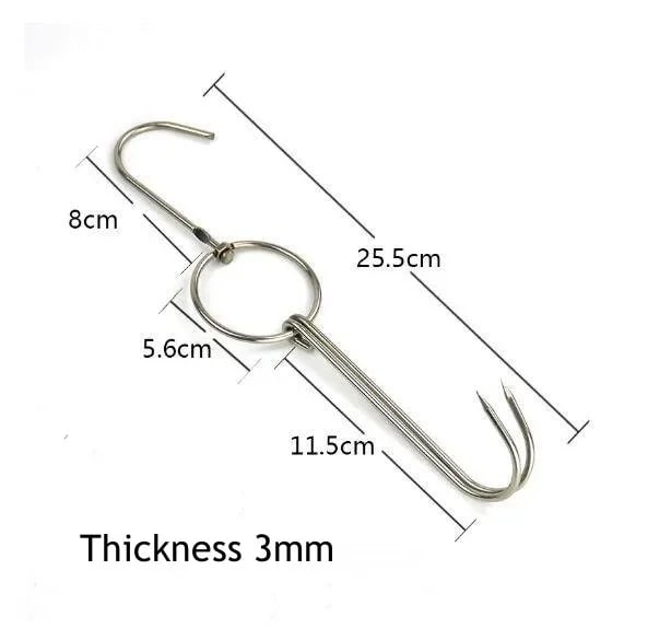 Stainless Steel Double Meat Hook for Poultry, Duck, Bacon and Smoking, 6 Sizes - 3x24.5
