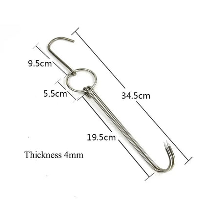 Stainless Steel Double Meat Hook for Poultry, Duck, Bacon and Smoking, 6 Sizes - 4x34.5