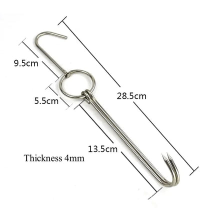 Stainless Steel Double Meat Hook for Poultry, Duck, Bacon and Smoking, 6 Sizes - 4x28.5
