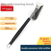 BBQ Grill Cleaning Brush with Steel Wire Bristles and Scraper, 45cm