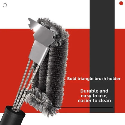 BBQ Grill Cleaning Brush with Steel Wire Bristles and Scraper, 45cm