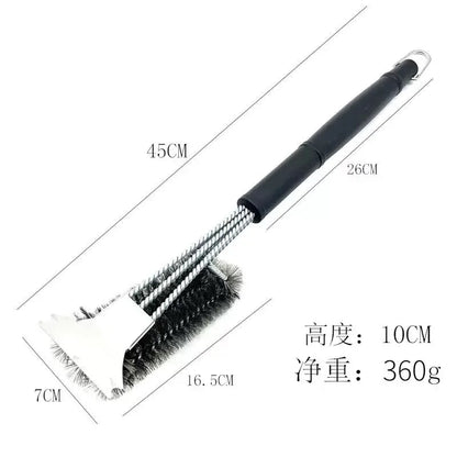 BBQ Grill Cleaning Brush with Steel Wire Bristles and Scraper, 45cm