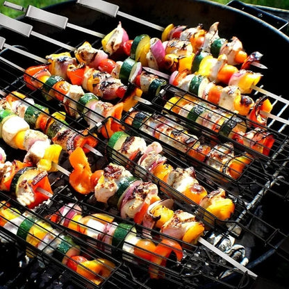 Stainless Steel BBQ Grill Basket Set, 49cm, for Household Stoves and Outdoor Barbecues
