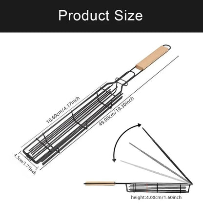 Stainless Steel BBQ Grill Basket Set, 49cm, for Household Stoves and Outdoor Barbecues
