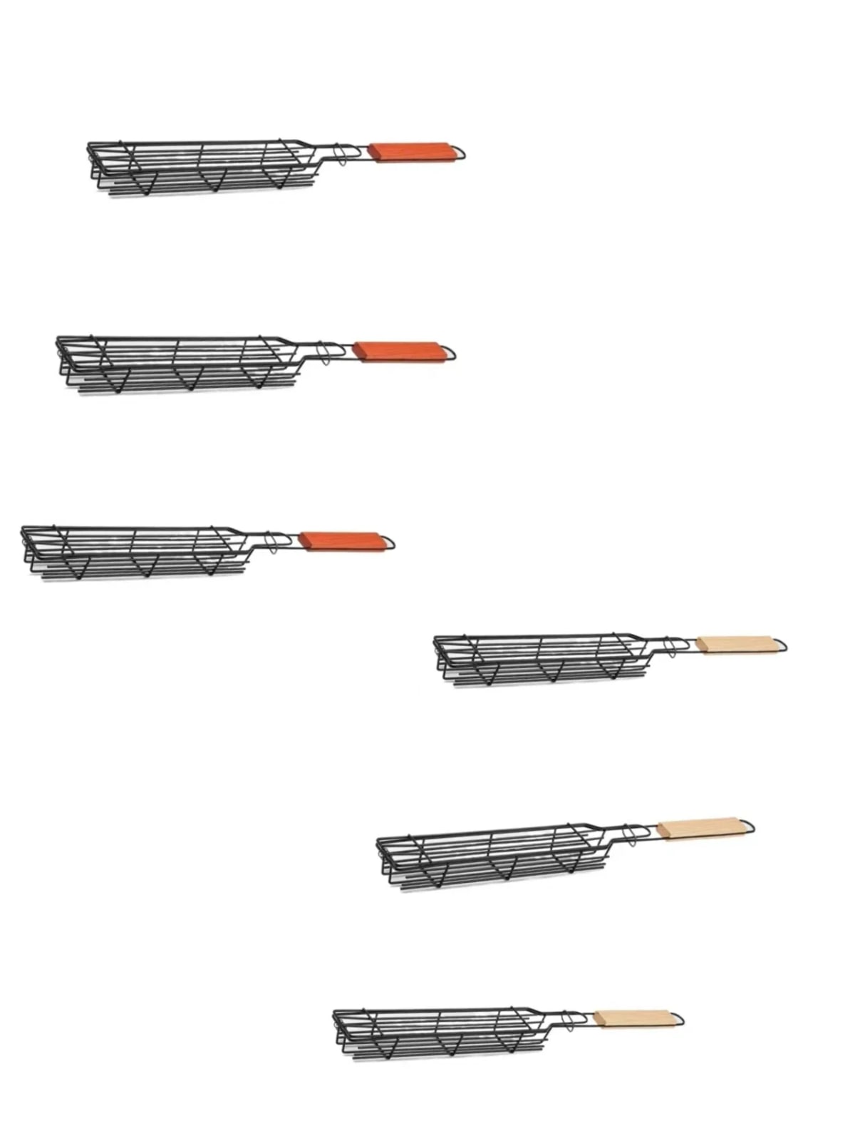 Stainless Steel BBQ Grill Basket Set, 49cm, for Household Stoves and Outdoor Barbecues - 6pcs