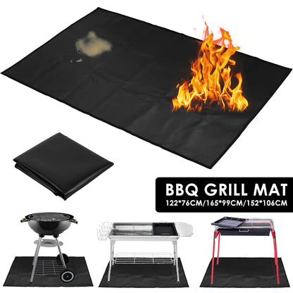 BBQ Under Grill Mat, Fireproof Fibreglass Protective Floor Mat, 3 Sizes