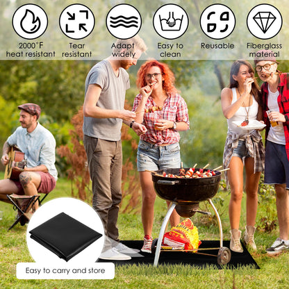 BBQ Under Grill Mat, Fireproof Fibreglass Protective Floor Mat, 3 Sizes