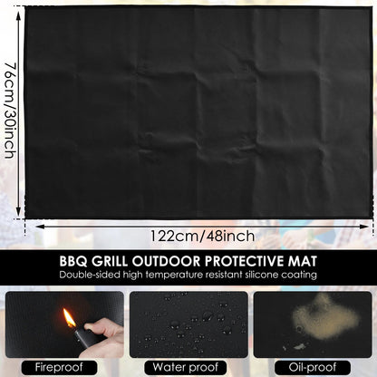 BBQ Under Grill Mat, Fireproof Fibreglass Protective Floor Mat, 3 Sizes - 122x76cm