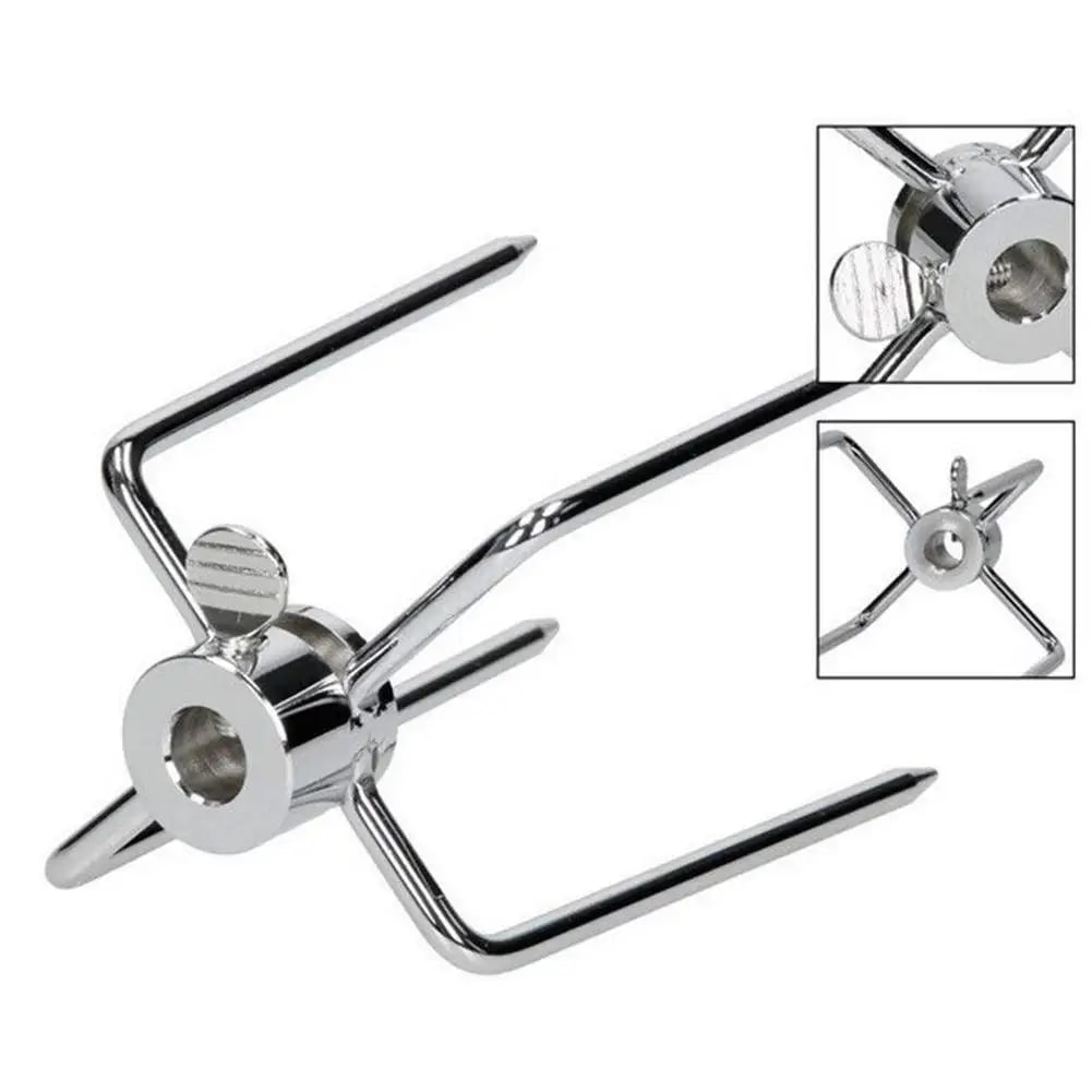 Rotisserie BBQ Forks, Metal Meat Spikes, Silver, Approx. 145 x 85 x 105mm
