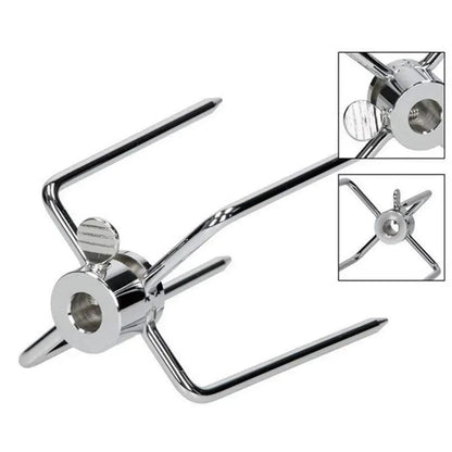 Rotisserie BBQ Forks, Metal Meat Spikes, Silver, Approx. 145 x 85 x 105mm