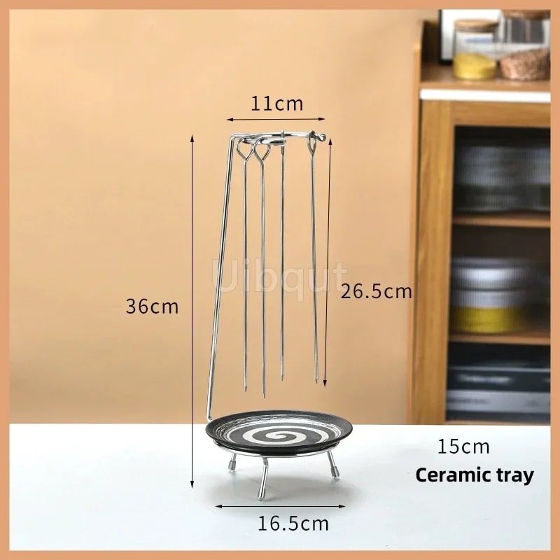 Metal Kebab Barbecue Rack with Skewer Stand and Serving Tray, B4131 - 13