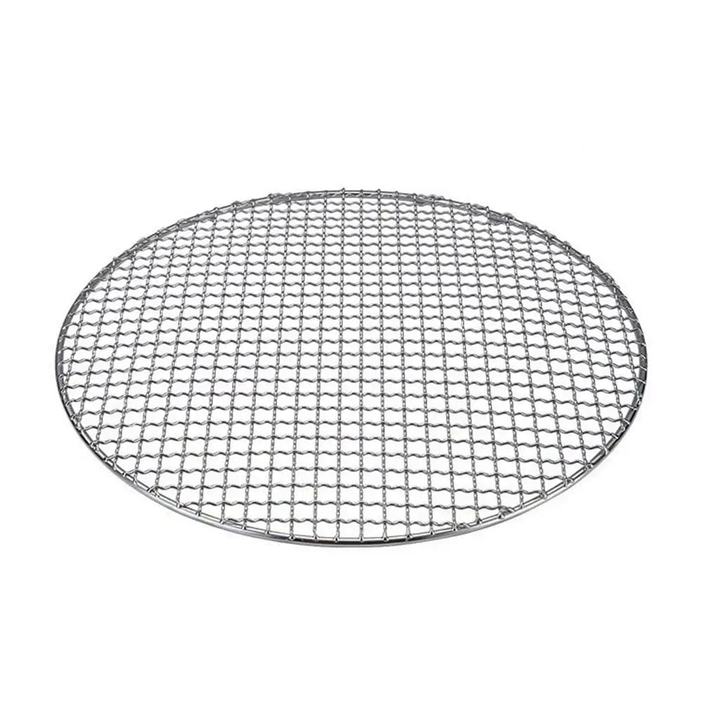 Round Stainless Steel Grill Rack, Reusable BBQ Cooking Mesh, 24-40cm