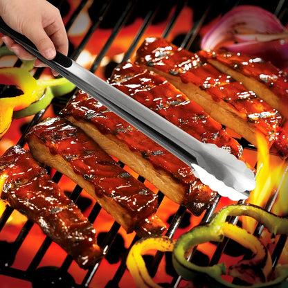 Stainless Steel BBQ Tongs 450mm Grill, Barbecue and Kitchen Tongs