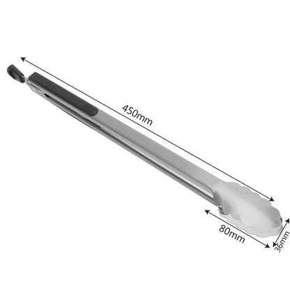 Stainless Steel BBQ Tongs 450mm Grill, Barbecue and Kitchen Tongs