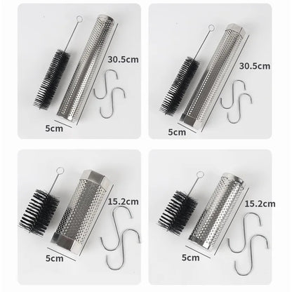 Stainless Steel BBQ Smoker Tube for Gas Grills, 6in or 12in - Hex 6in Hook Brush