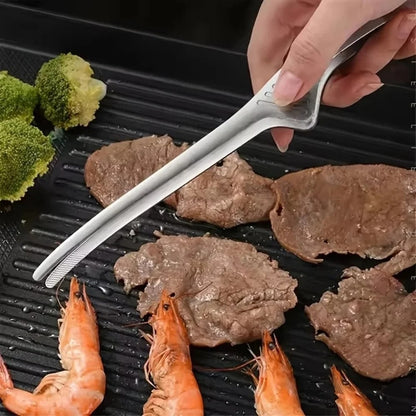 Stainless Steel BBQ Tongs with Serrated Tips for Grilling, Serving and Salad