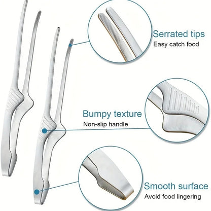 Stainless Steel BBQ Tongs with Serrated Tips for Grilling, Serving and Salad