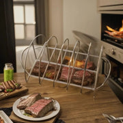 Stainless Steel Semicircular BBQ Grill Rack for Steak, Tomahawk and Lamb Chops, 37.4cm