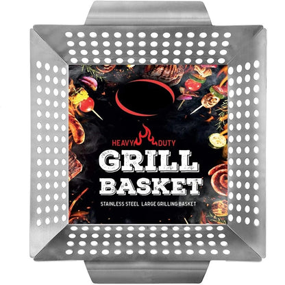 Stainless Steel Grill Basket for Vegetables, Charcoal or Gas BBQ, 8 or 12 Inch, JT58