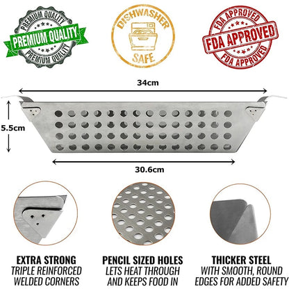 Stainless Steel Grill Basket for Vegetables, Charcoal or Gas BBQ, 8 or 12 Inch, JT58