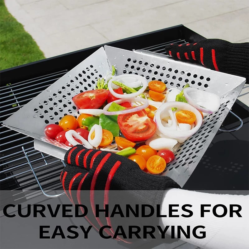 Stainless Steel Grill Basket for Vegetables, Charcoal or Gas BBQ, 8 or 12 Inch, JT58