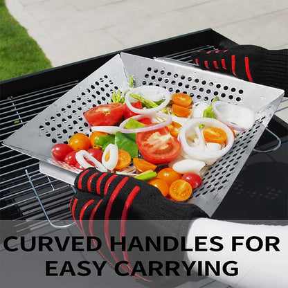 Stainless Steel Grill Basket for Vegetables, Charcoal or Gas BBQ, 8 or 12 Inch, JT58