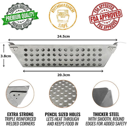 Stainless Steel Grill Basket for Vegetables, Charcoal or Gas BBQ, 8 or 12 Inch, JT58 - 8inch