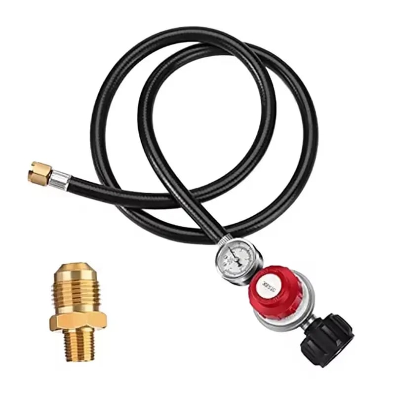 Propane Regulator with Gauge and 4ft Hose, Adjustable 0-30 PSI