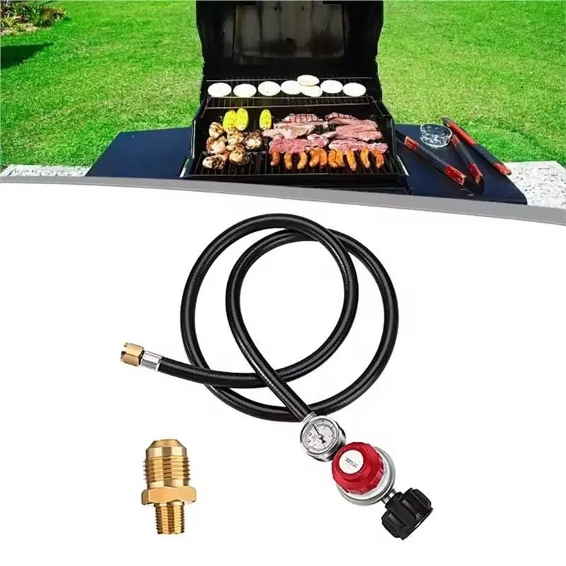 Propane Regulator with Gauge and 4ft Hose, Adjustable 0-30 PSI