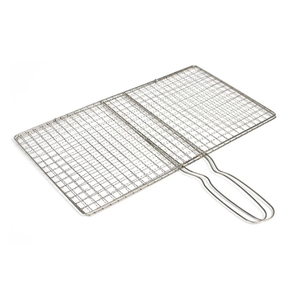 Stainless Steel BBQ Grilling Basket for Fish and Meat, Foldable, 24 x 35cm or 24 x 39cm - Grid 24x35cm