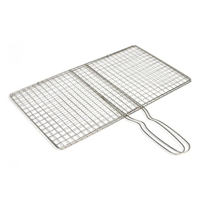 Stainless Steel BBQ Grilling Basket for Fish and Meat, Foldable, 24 x 35cm or 24 x 39cm - Grid 24x35cm