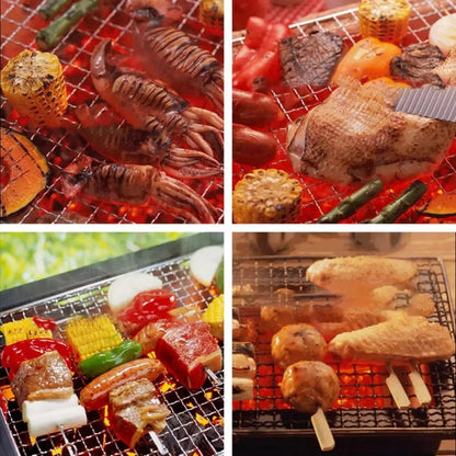 Round Metal BBQ Grill Mesh Pan, Non-Stick Barbecue Roasting Rack, 15-38cm